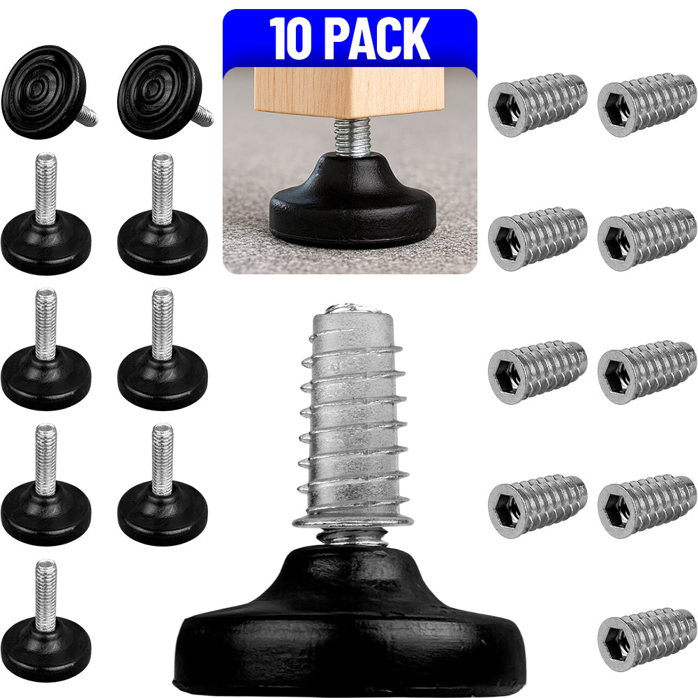 Regaton Nivel Pata Mueble Plastico Negro Con Inserto