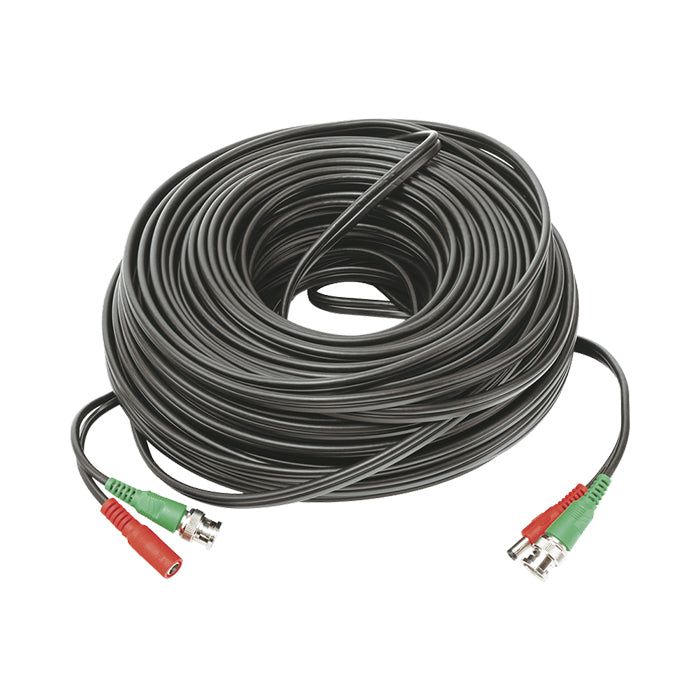 Cable Coaxial Armado Largo 40 m Optimizado para HD Conector BNC - Alimentacion CCU 100% Cobre Negro DIY-40M-HD