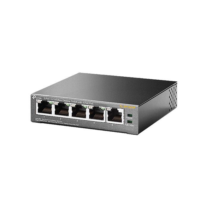 Switch PoE No Administrable 100 m Velocidad 10/100 Mbps 4 Puertos PoE 58 W Uplink 01 Negro TL-SF1005P
