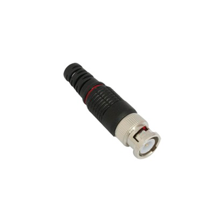 Conector BNC para cable coaxial RG59/RG6 con base plástica negra y roja TT-RG-97