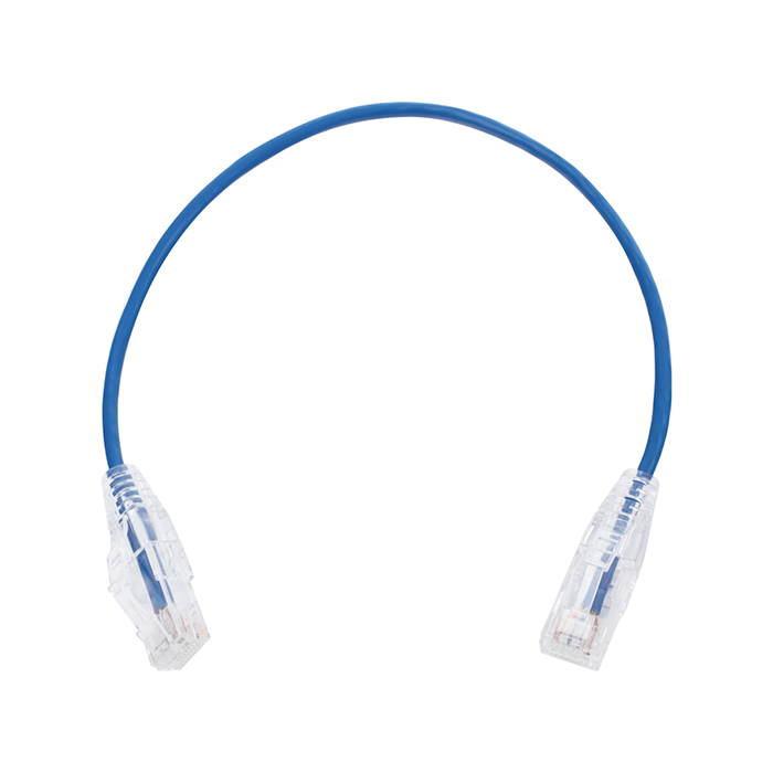 Cable Patch Cord Slim Categoría 6 UTP .3 m Conector RJ45 a RJ45 Calibre 28 AWG Azul LP-UT6-030-BU28