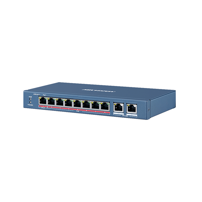 Switch PoE Velocidad 10/100 Mbps 8 Puertos PoE 60 W Uplink 02 DS-3E0310HP-E