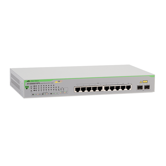Switch PoE No Administrable Velocidad 10/100/1000 Mbps 10 Puertos PoE 75 W SFP 02 AT-GS950/10PS-10